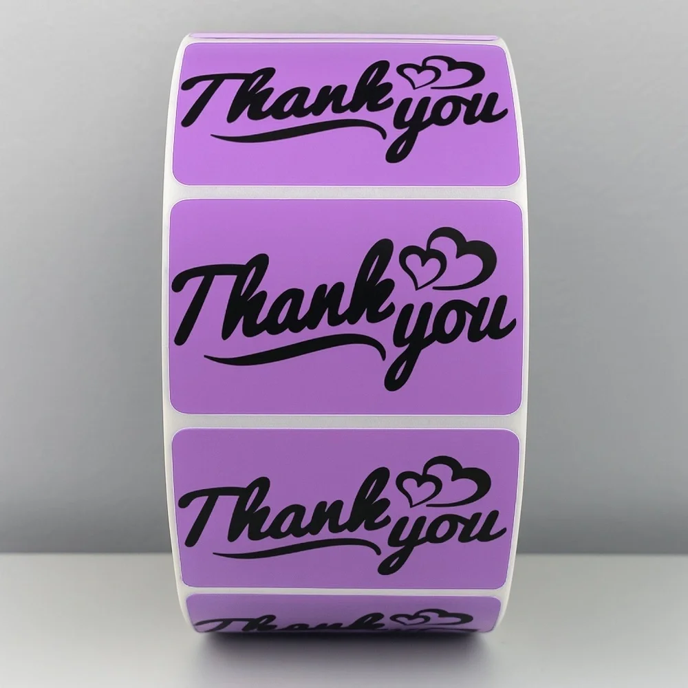 Thank You Stickers with Hearts – Modern Script Labels for Small Business